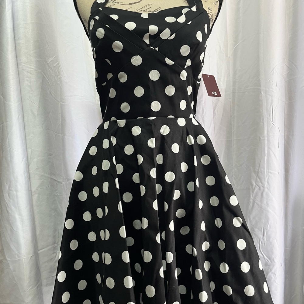 Black and White Halter A-Line Midi Dress